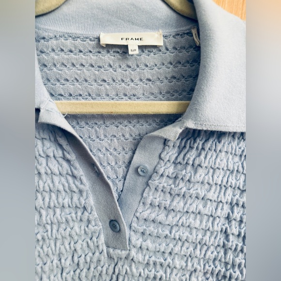 Frame Denim Sky Blue Textured Polo Tee - Picture 13 of 16